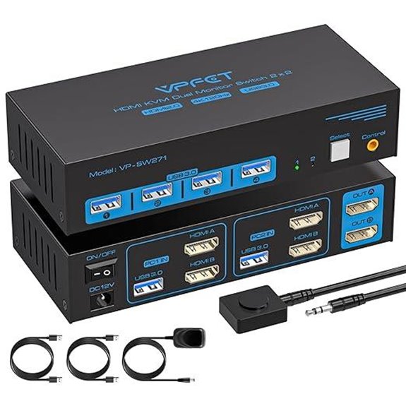 4K HDMI KVM Switch for 2 Computers & Monitors