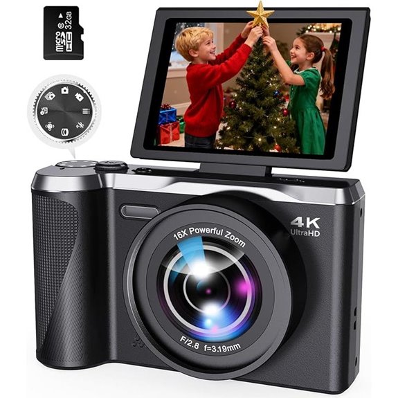 4K Digital Camera with 56MP & Flip Screen