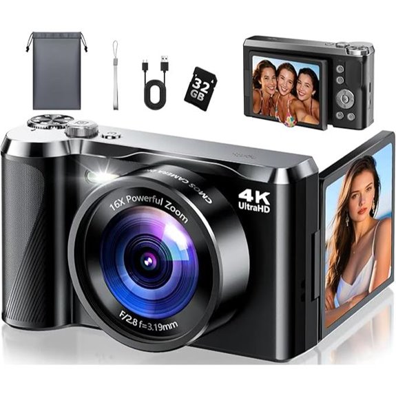 4K 56MP Vlogging Camera with Flip Screen and Zoom