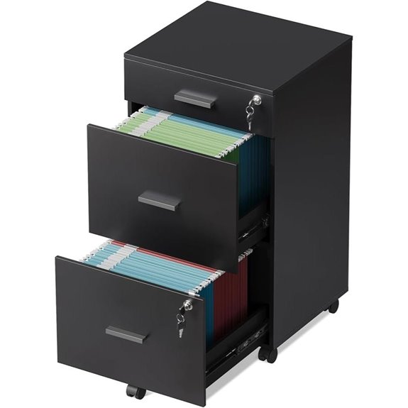 DEVAISE 3-Drawer Locking File Cabinet for Home