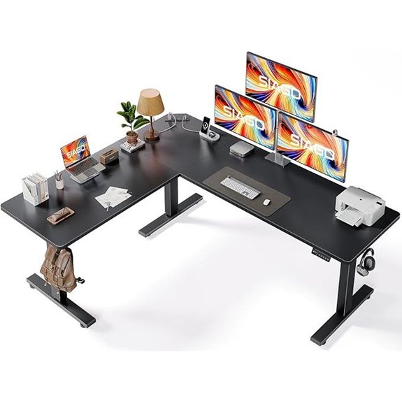 SIAGO L-Shaped Standing Desk with Charging Station