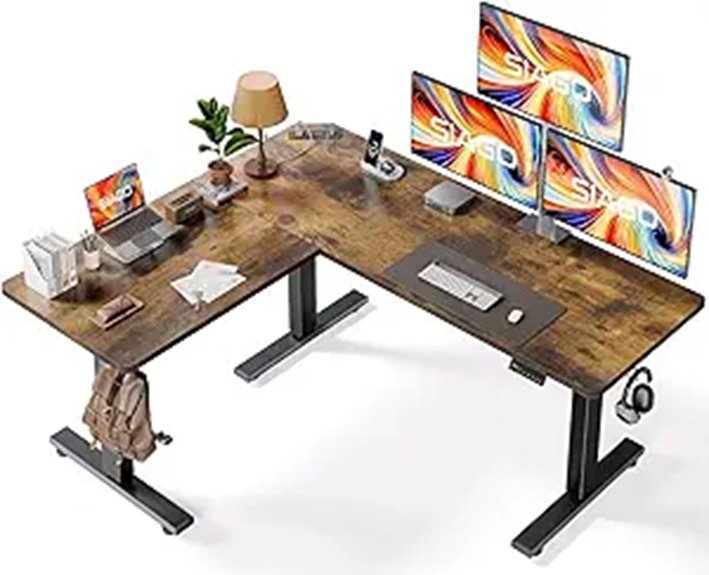 SIAGO L-Shaped Standing Desk with Charging Station