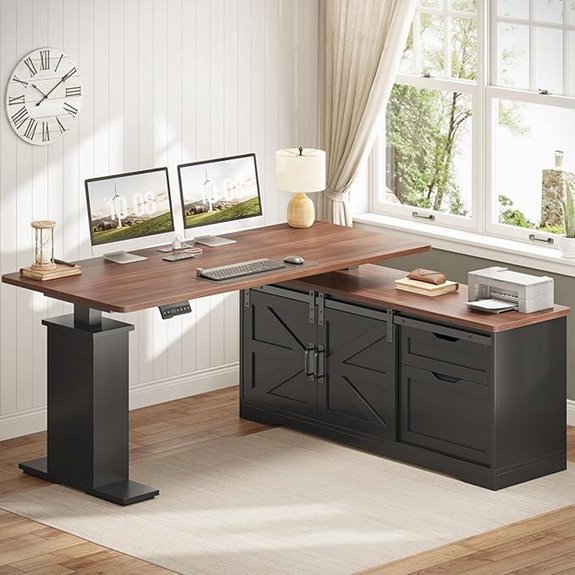 SEDETA L-Shaped Standing Desk with Storage