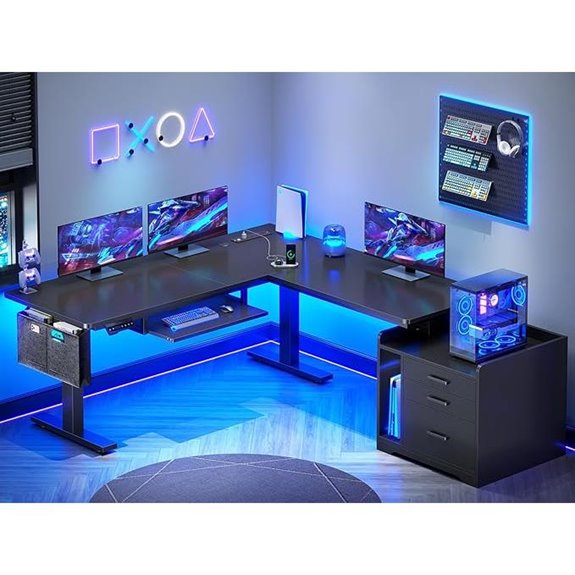 SEDETA L-Shaped Electric Standing Desk with Storage