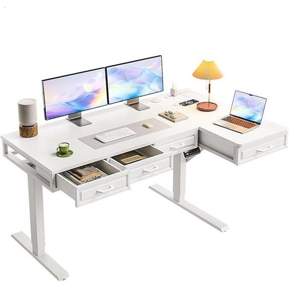 OffiGo L-Shaped Electric Standing Desk with Drawers