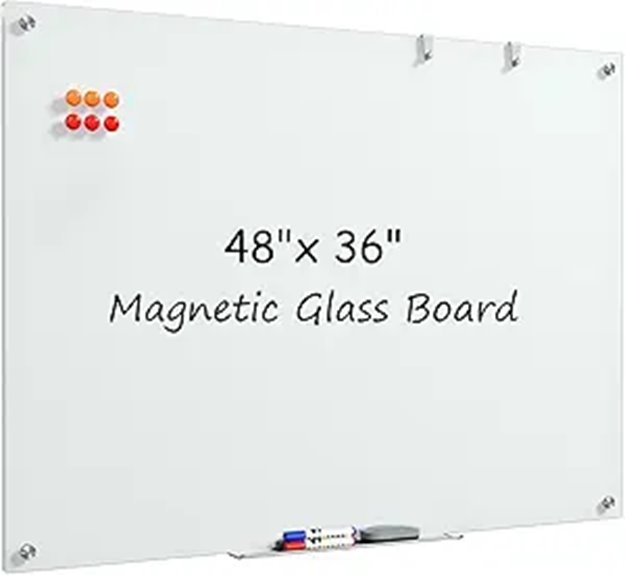 MaxGear 48x36 Inch Frameless Magnetic Glass Whiteboard