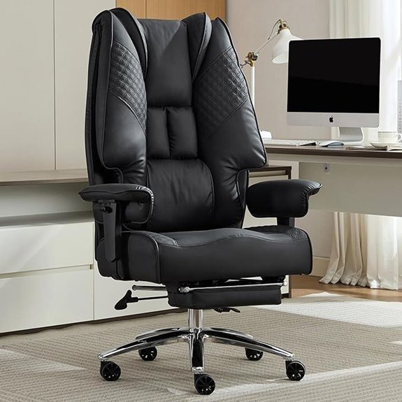 Big & Tall Leather Office Chair with Foot Rest