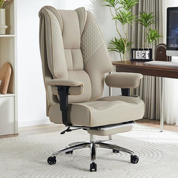 Big & Tall Leather Office Chair with Foot Rest