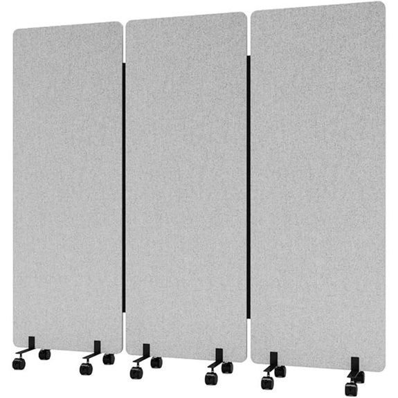 Soundproof 3-Panel Room Divider with Wheels Light Grey