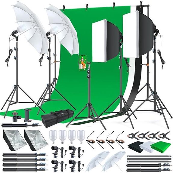 LINCO Studio Light Kit with 3 Backdrops