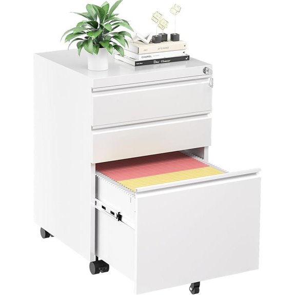 INTERGREAT 3-Drawer Locking Mobile Filing Cabinet