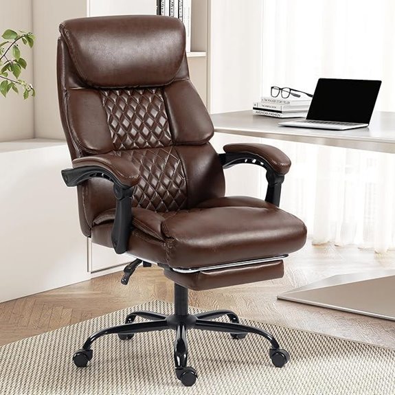 Executive High Back Leather Office Chair with Footrest
