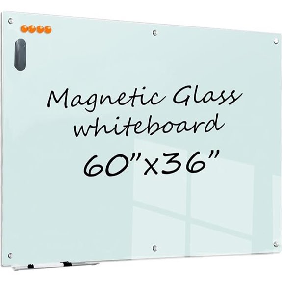 Magnetic Frameless Glass Whiteboard 60x36