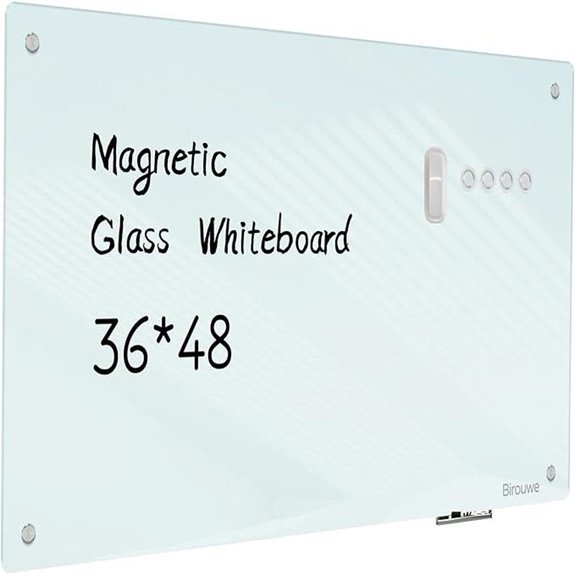 Magnetic Glass Whiteboard 48x36 Frameless Dry Erase