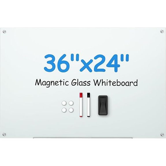 VUSIGN Magnetic Glass Whiteboard 36 x 24