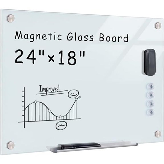 Mifuro Magnetic Glass Whiteboard 24x18 Wall Mount