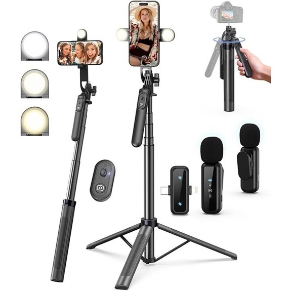 Vlogging Kit for iPhone/Android with Tripod Light Mic