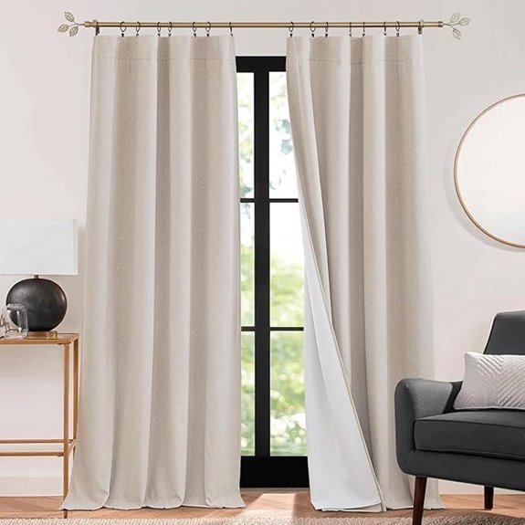 RYB HOME 3-in-1 Soundproof Linen Curtains Taupe