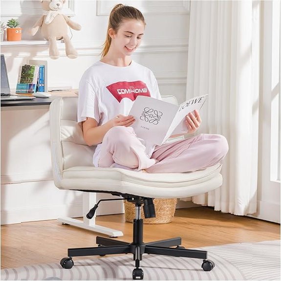 COMHOMA Cross-Legged Office Chair with Wheels