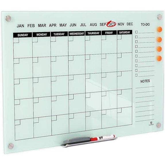 TSJ OFFICE Glass Calendar Whiteboard 36x24 Inches