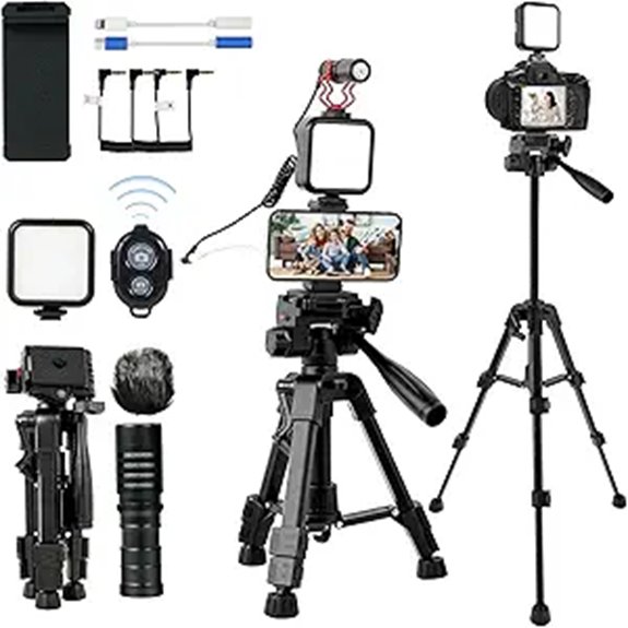 Vlogging Kit for Phone & Camera with Light & Mic