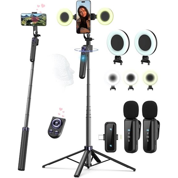 Vlogging Kit for Phone with Tripod Microphones & Light