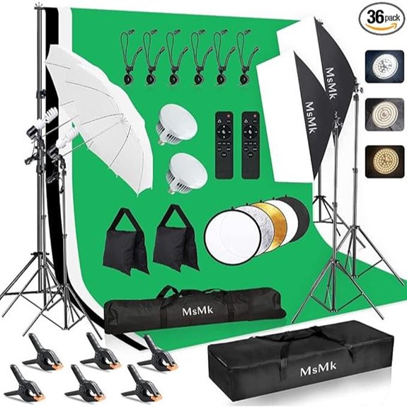 Photography Lighting Kit with Softbox and Backdrop Support