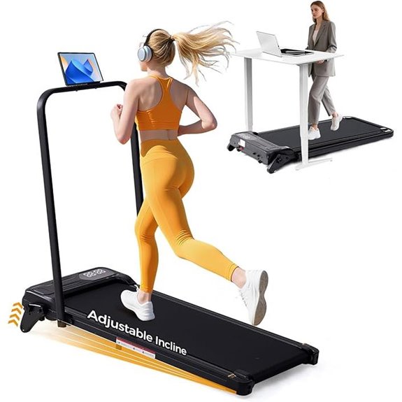 portable incline treadmill handles