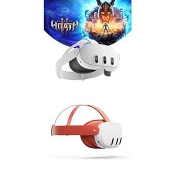 Quest 3 128GB + Blood Orange Facial Interface & Head Strap Bundle