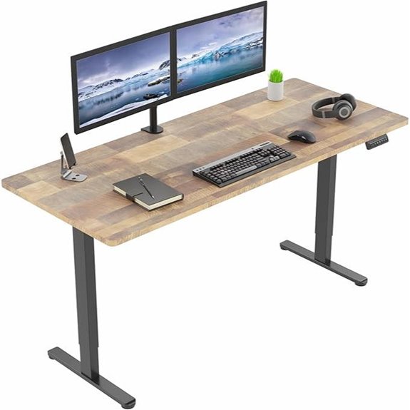 VIVO Electric Standing Desk with Reclaimed Wood Top