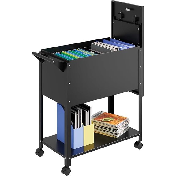 MIIIKO Locking Mobile File Cart with Sliding Cover