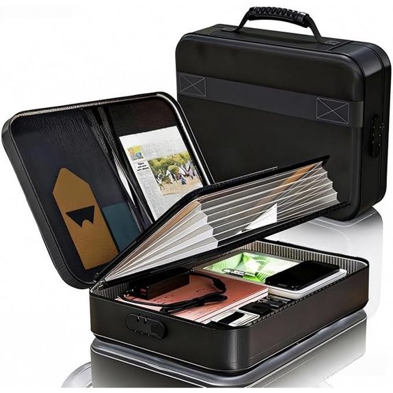 Fireproof Document Box with Lock and Waterproof Zipper