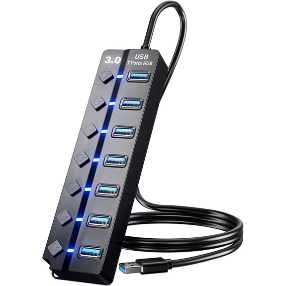 PANPEO 7-Port USB 3.0 Hub with Extension Cable