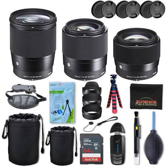 Sigma 16mm 30mm 56mm f1.4 Lens Bundle for Sony