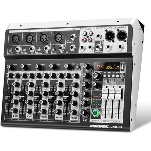 6-Channel Audio Mixer with Bluetooth & Reverb
