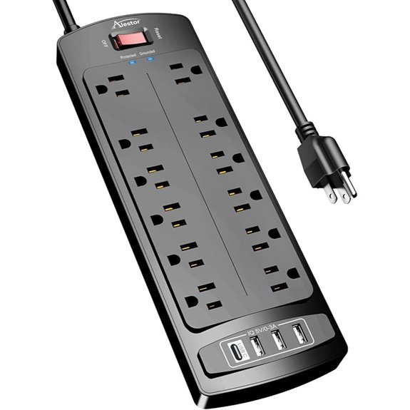 ALESTOR Power Strip Surge Protector with USB