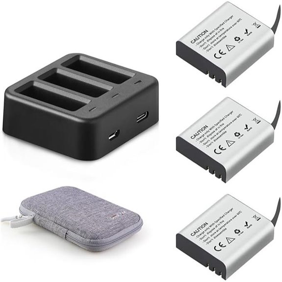 Action Camera Batteries (3-Pack) with Charger