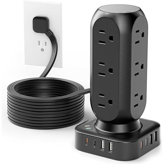 TenTrend 20W Power Strip Tower with USB and Outlets