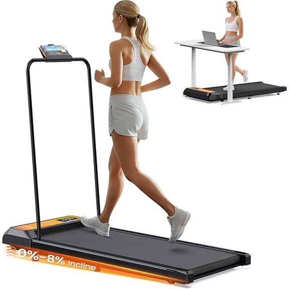 Walking Pad Treadmill with Incline Handles & Remote