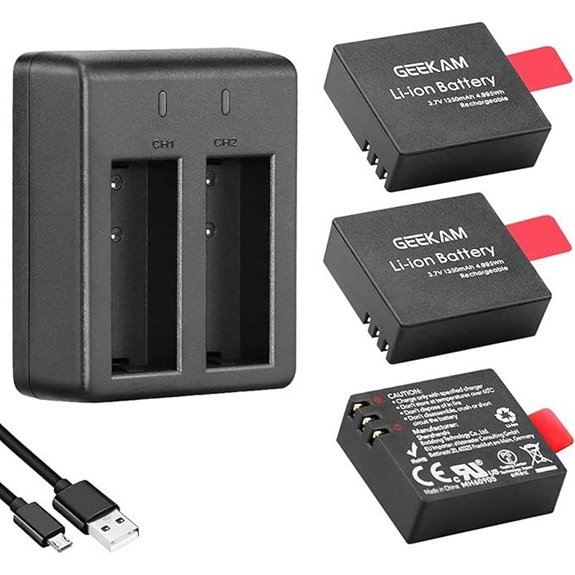 Action Camera Battery Pack with Dual Charger (3-Pack)