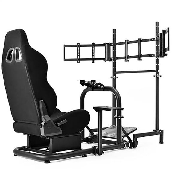 Dardoo Racing Simulator Cockpit with Triple Monitor Stand