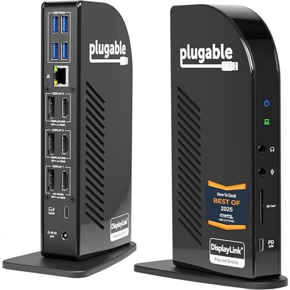 Plugable 13-in-1 USB-C Docking Station with Triple Monitors