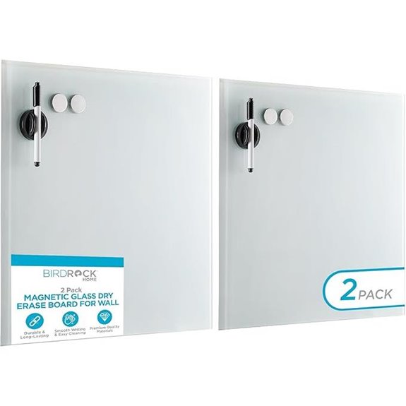 Birdrock Magnetic Glass Dry Erase Board – 2 Pack