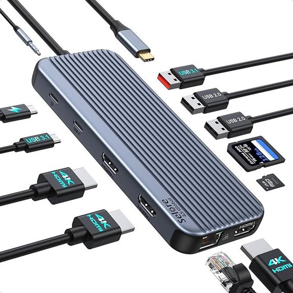 USB-C Docking Station with 3 HDMI 12-in-1 Features