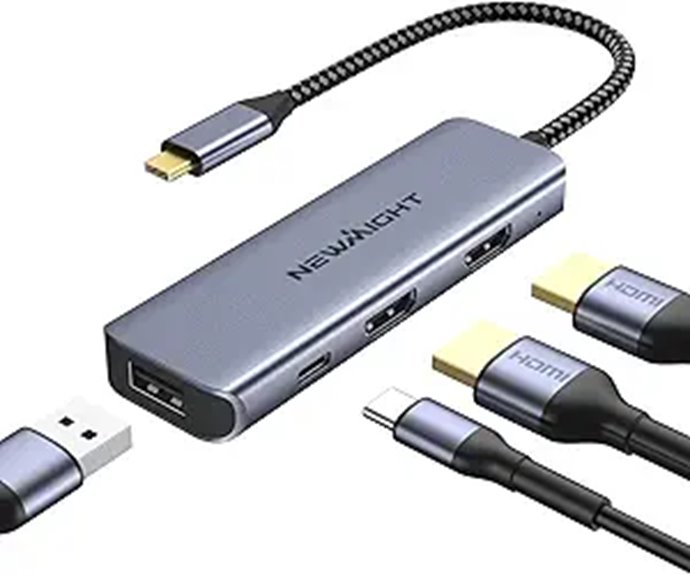 USB C Dual HDMI Adapter with 4-in-1 Function
