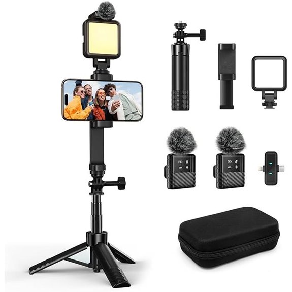 yAyusi Vlogging Kit for iPhone/Android with Light & Microphone