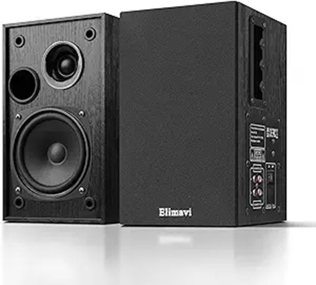 Powered Bookshelf Speakers with Wall Mount