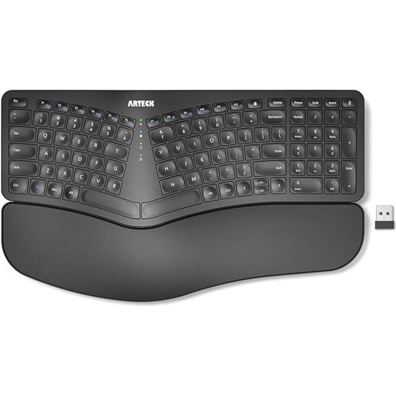 Arteck Split Ergonomic Wireless Keyboard with Wrist Rest