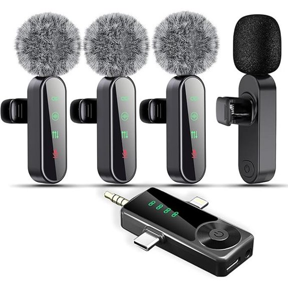 4-Pack Wireless Lavalier Microphones for Videos