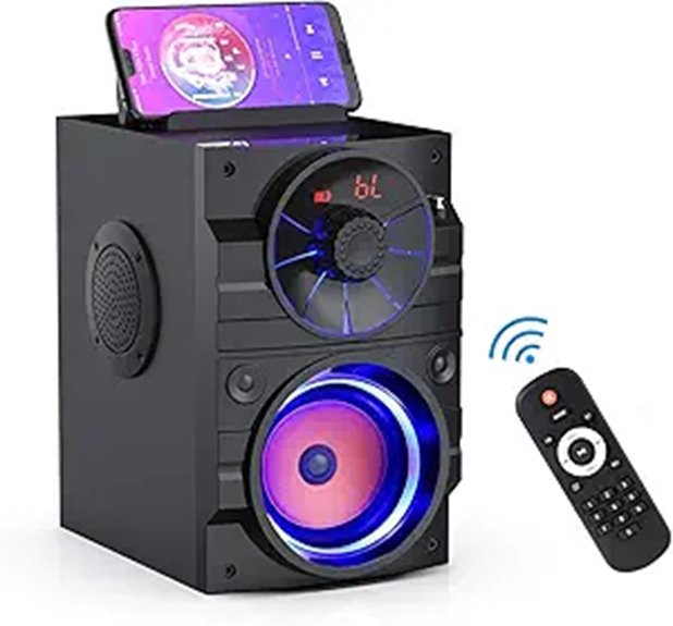 Portable Bluetooth Speaker with Lights and Subwoofer